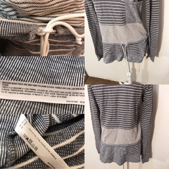 Anthropologie Saturday Sunday Striped Sweater Sweatshirt Drawstring Medium - Picture 7 of 9